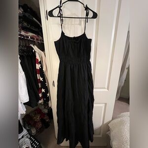 J. Crew Black Spaghetti-Beaded Strap Maxi Dress